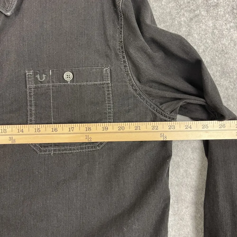 True Religion Heritage‎ Shirt Mens 2XL Black Button Up Long Sleeve Workwear